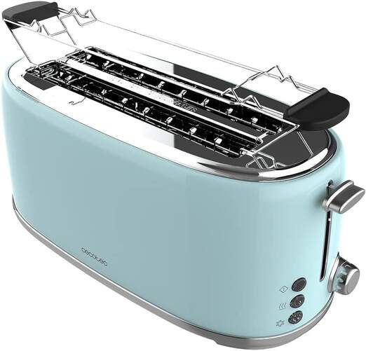 Tostadora Cecotec Toast&Taste Retro 3235 - 1600 W, 2 Ranuras Largas, 6 Intensidades, Azul