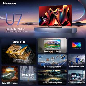 TV HISENSE 65%%%quot; 65U7NQ UHD MINILED ULED 144HZ