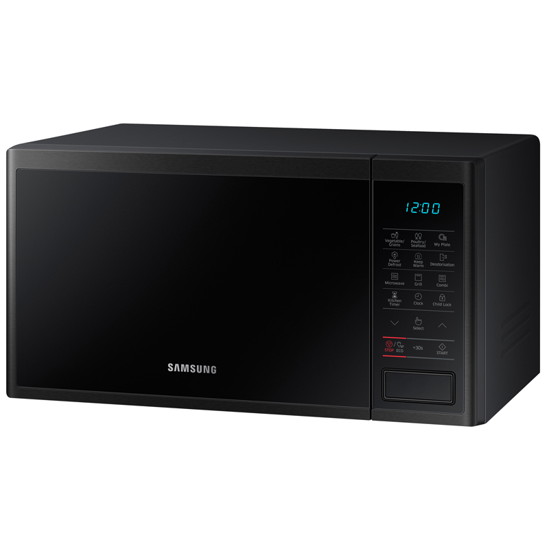 Microondas Samsung Mg23j5133akec con capacidad de 23 litros y grill horno negro 800w 1.100w display botonera mg23j5133ak 23l 800 1200w potencia 800w1100w