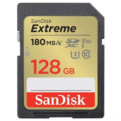 Tarjeta Memoria SanDisk SD 128GB - 180 MB/s, Clase 10 U1 + Adaptador SD