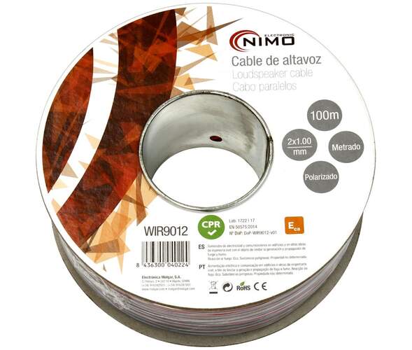 Cable paralelo altavoz Nimo WIR9012 - Bicolor, 100 metros, CCA 28x0.19mm x2