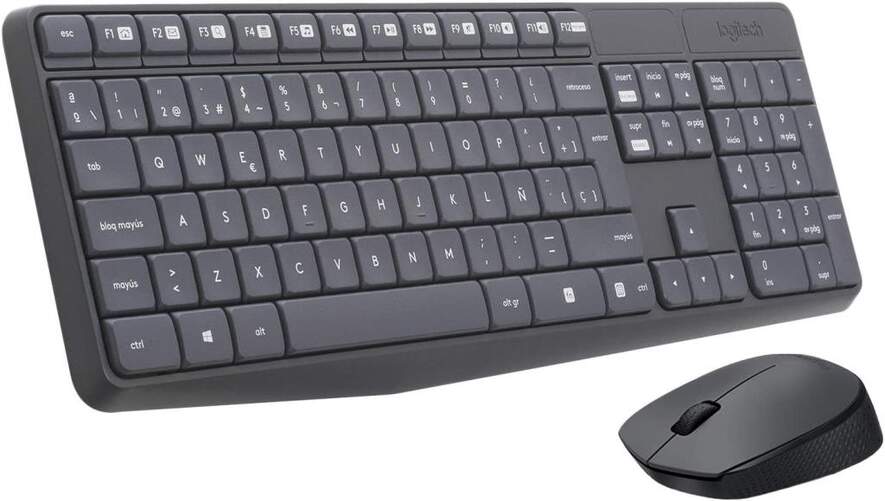 Teclado + Ratón Inalámbricos Logitech MK235 - Teclado Numérico, Antisalpicaduras