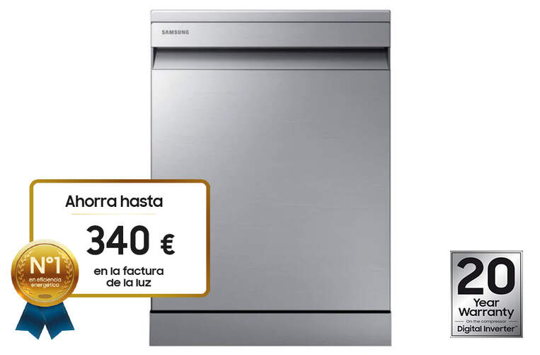 Lavavajillas Samsung DW60R7050FS/EC -  D, 3ª Bandeja, 14 Cubiertos, 8 Programas, Inox