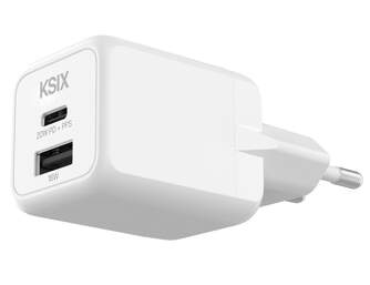 CARGADOR KSIX 1XUSB C  1XUSB A GAN DE 20W