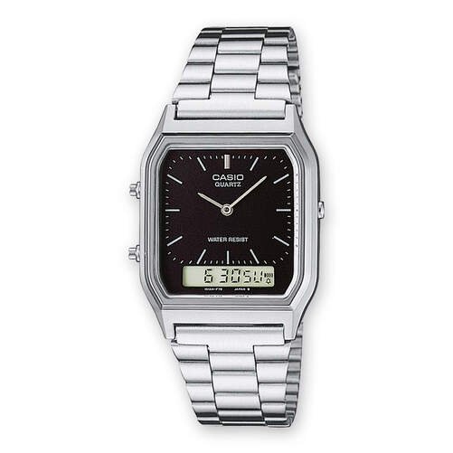 Reloj Casio Vintage AQ-230A-1DMQYES - Hora doble, con cronómetro, alarma y calendario, 3 años aut.