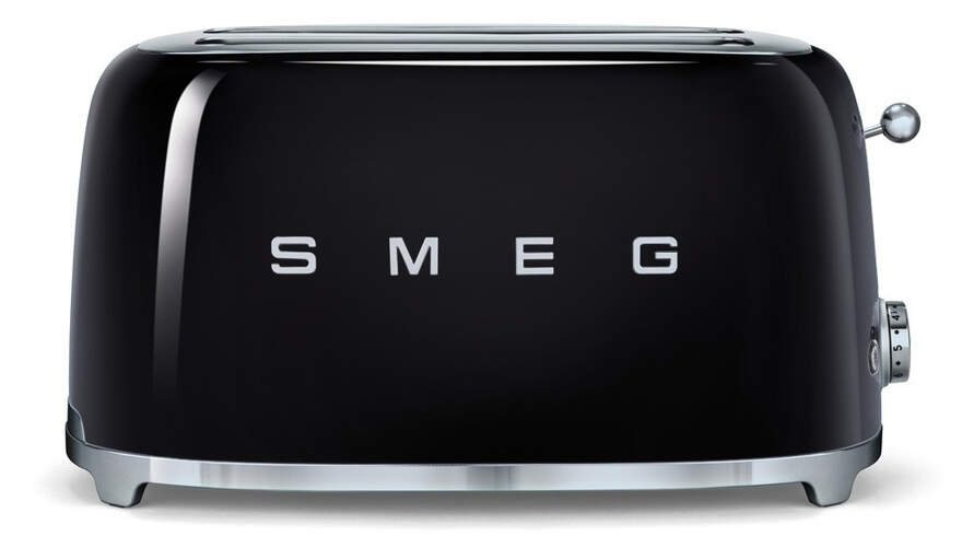 Tostadora Smeg TSF02BLEU - 2 Ranuras largas, 1500 W, Negro