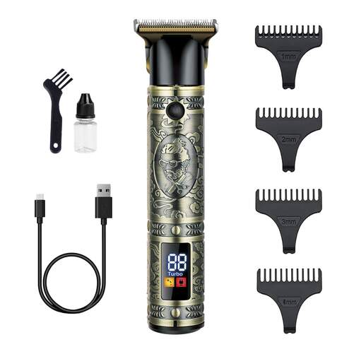 Cortapelo Kuken 34364 - Barba/Cuerpo, Dorado, Pantalla LCD