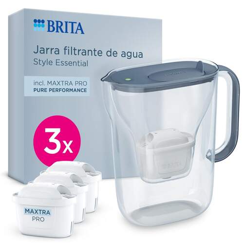 Jarra Agua Brita Style Azul - 2,4 L, indicador de cambio de filtro, incluye 3 Filtros Maxtra Pro