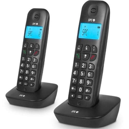 Tel&eacute;fono Inalambrico SPC Air Pro 7302N Duo - Pantalla con luz azul, 10 direcciones, Negro