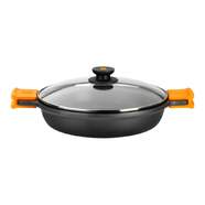Cacerola Baja Bra Efficient 32cm - Aluminio Fundido, Tapa y Asas Silicona