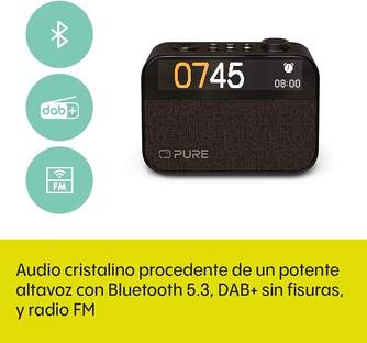 RELOJ DESPERTADOR PURE MOMENT BLACK BT LUZ NOCT