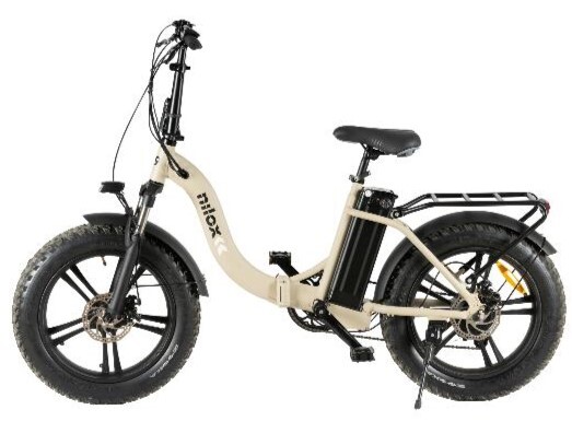 Bicicleta Eléctrica Nilox X9 Plus 20X4P - Arena, autonomía 70 km, 250 W, ruedas 20"