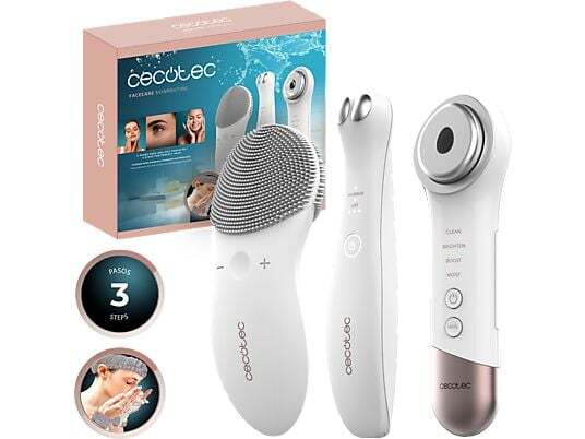 Cepillo Facial Cecotec Facecare SkinRoutine - Kit de diadema y muñequeras, Limpiador facial, Blanco