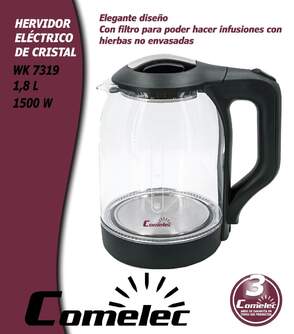 HERVIDOR COMELEC WK7319 1,8L 1500W NEGRO