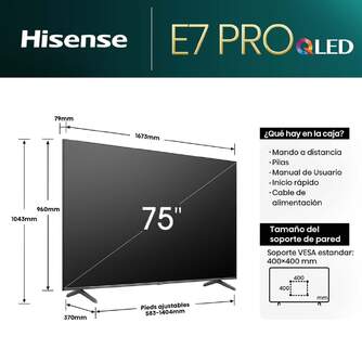 TV HISENSE 75%%%quot; 75E7NQ PRO UHD QLED SMART TV 144HZ