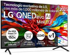 TV LG 55" QNED evo 55QNED92A6A - 4K Ultra HD, Smat TV webOS 25, con Magic Remote, HDR10 y HLG