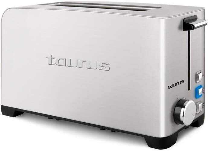 Tostador Taurus My Toast Legend - 1050W, 1 Ranura Larga, 5 Intensidades, Acero Inoxidable