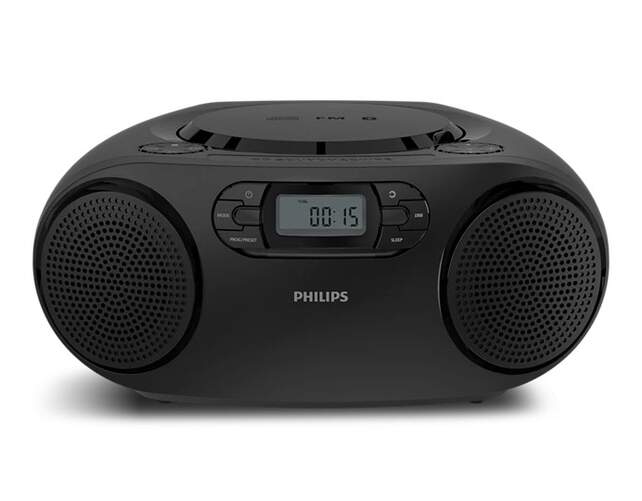 Radio CD Philips TAZ2000B/10 - Negro, 3W, RMS, 2 altavoces, Radio FM, Bluetooth 6.0