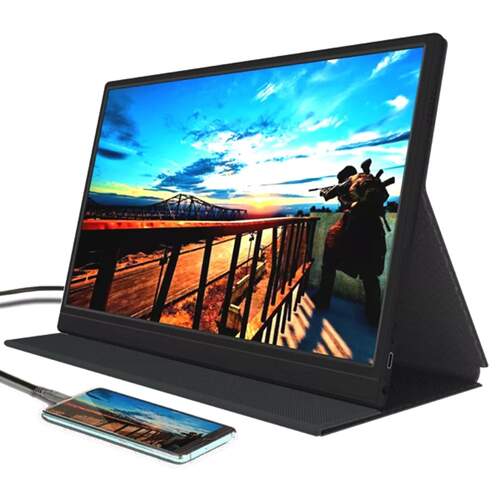 Monitor 15,6" Denver PMO-15601 - Full HD, Portable, Funda negra con soporte magnético, 2 W