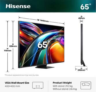 TV HISENSE 65%%%quot; 65UR9S UHD RGBMINILED SMARTTV 170HZ