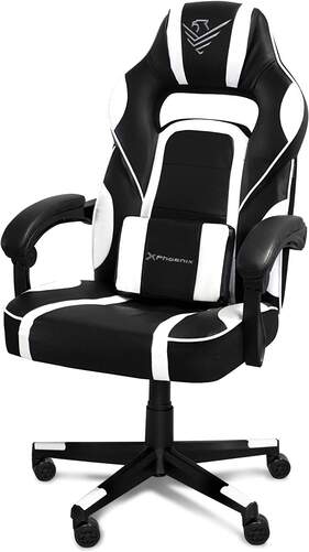 Silla Gaming Phoenix Trophy Blanca/Negra - Reclinable 15º, Cojín Lumbar