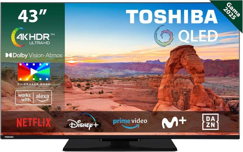 TV Toshiba 43" 43QV3F63DG - 4K Ultra HD, QLED, Smart TV VIDAA, Escalador 4K, 20 W