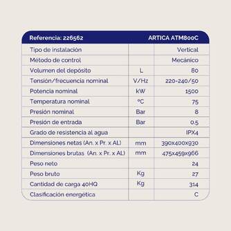 TERMO ARTICA ATM800C 80L CLASE C