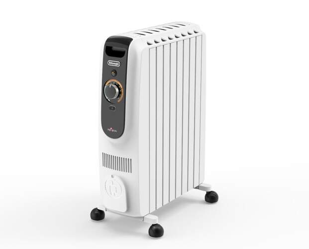 Radiador Aceite Delonghi Dragon TRD50820 - 2000 W, 8 Elementos, Termostato Seguridad, Blanco, Negro