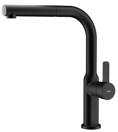 Grifo Teka OVAL938 116030064 - Monomando, Ca&ntilde;o giratorio, Fijaci&oacute;n Easy-Quick, Negro
