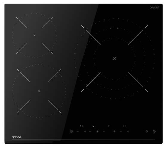 Placa Vitrocerámica Teka TZC63120 - 60 cm ancho, 3 Zonas, Slider, Temporizador, Negro
