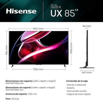 TV HISENSE 85%%%quot; 85UXKQ UHD MINILED X ULED QLED 144H