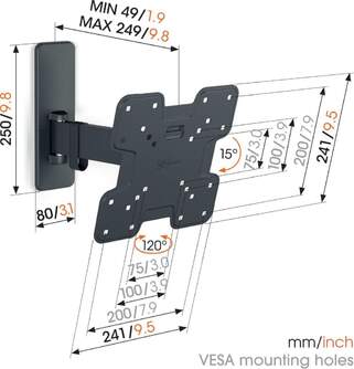 SOPORTE TV VOGEL%%%#39;S 1223 FULL MOTION SMALL WALL 43%%%quot;