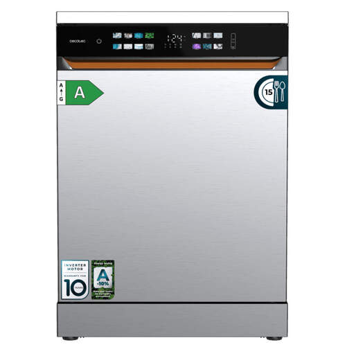Lavavajillas Cecotec Bolero Aguazero 6900 - 60 cm, 8 programas, 15 servicios, Clase A, Inox