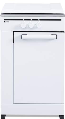 Cocina Artica AKF50553EOW - 50x55, 3 fuegos, Blanca, con portabombonas