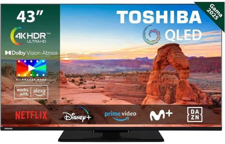 TV 43" Toshiba QLED 43QV3463DG - 4K Ultra HD, Dolby Vision, VIDAA, 16W, HDR