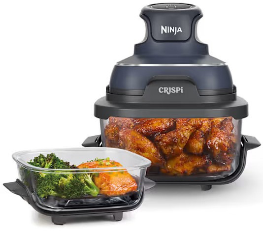 Freidora Aire Ninja FN101EUGY - 1700 W, 3,8 L+ 1,4 L, Cristal, Antiadherente, Azul, Gris