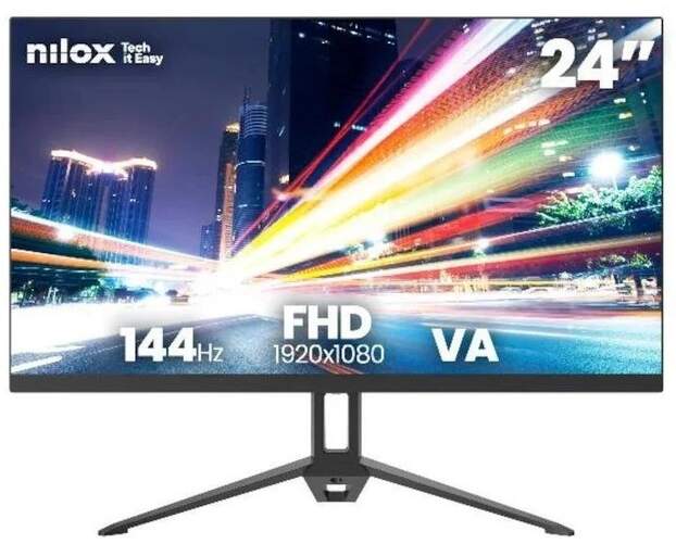 Monitor Nilox 24" NXM24FHD14411 - Full HD, 144 Hz, Panel VA, 5 ms respuesta, VGA, Negro