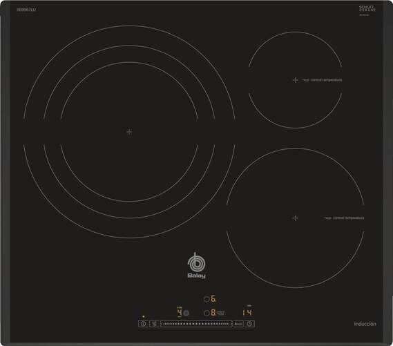 Placa Inducción Balay 3EB967LU - 3 Zonas (1 Gigante 32cm), Biselada, 17 Niveles, Función Sprint