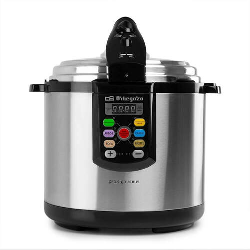 Olla a Presión Eléctrica Orbegozo 15955 15955 - 6 L, Menús Preconfigurados, Negro, Inox
