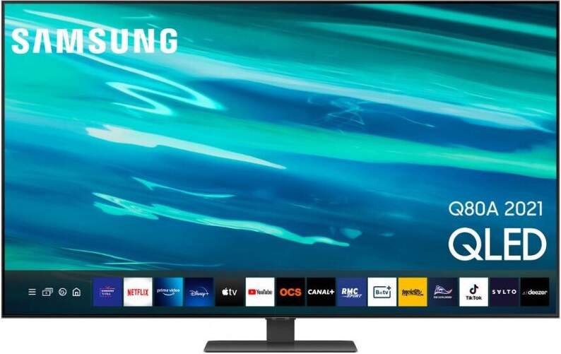 TV Samsung 75" QLED QE75Q80A - 4K, Smart TV IA, Full Array, OTS, HDR1500, PQI3800, 4K Processor, 60W