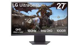 Monitor LG 27GS60QC BAEUQ - Pantalla Curva, Panel IPS y VA, 27", 2560 x 1440, 180 Hz, 1 Ms