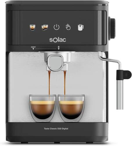 Cafetera Solac CE4421 - Digital, 850 W, 1.8 L, 20 bares, Sistema Double cream, Vaporizador, T&aacute;ctil