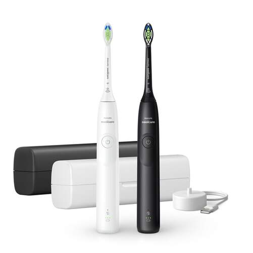 Cepillo Dental Philips HX7109/01 Duo Serie 5300 - 2 Velocidades, Temporizador, Blanco y Negro