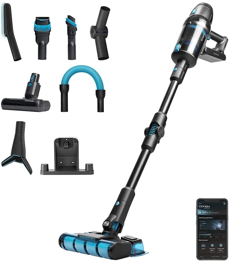 Aspirador Escoba Cecotec Conga RockStar 2000 Ultimate Ergowet Connected - Batería 90min, 680W