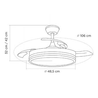 VENTILADOR TECHO CRISTAL NIGHT EVO RETRAC 60W APP