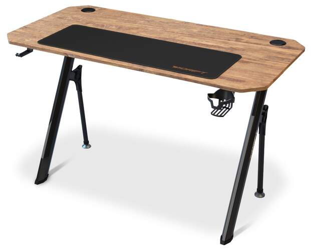 Mesa de escritorio Drift DZ175 - 120x60x75 cm, color madera, soporte auriculares y bebidas