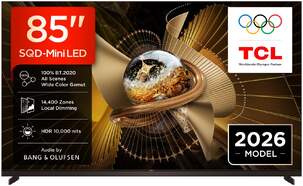 TV TCL 85" SQD MiniLED 85X11L - 4K Ultra HD, AiPQ Pro Processor, Google TV, 144Hz, B&O 360W, HDR10