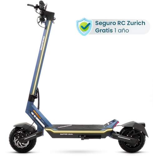 Patinete eléctrico SmartGyro Raptor Evo - 48 V, 16 Ah, 60 km aut., ruedas 10", 1000 W, gris/azul