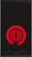Placa Vitrocerámica Bosch PKF375FP2E - 30 cm, 2 Zonas, 3500 W, 17 Potencias, Negro