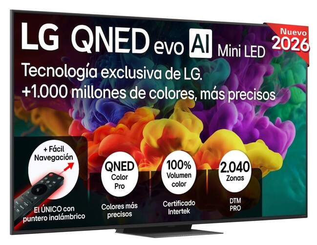 TV LG 65" QNED Evo 65QNED86B6B - 4K Ultra HD, A8 AI Gen3, 144Hz, WebOS 26, Dolby Digital Plus, HDR10